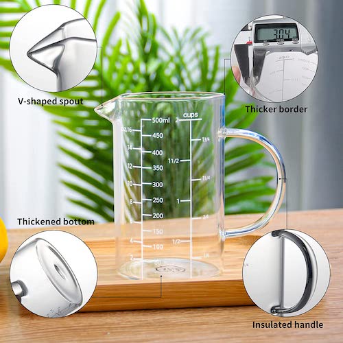 Glass Liquid Measuring Cup for Kitchen or Restaurant