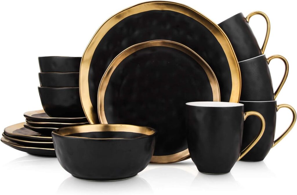 Black and gold dinnerware sets 1