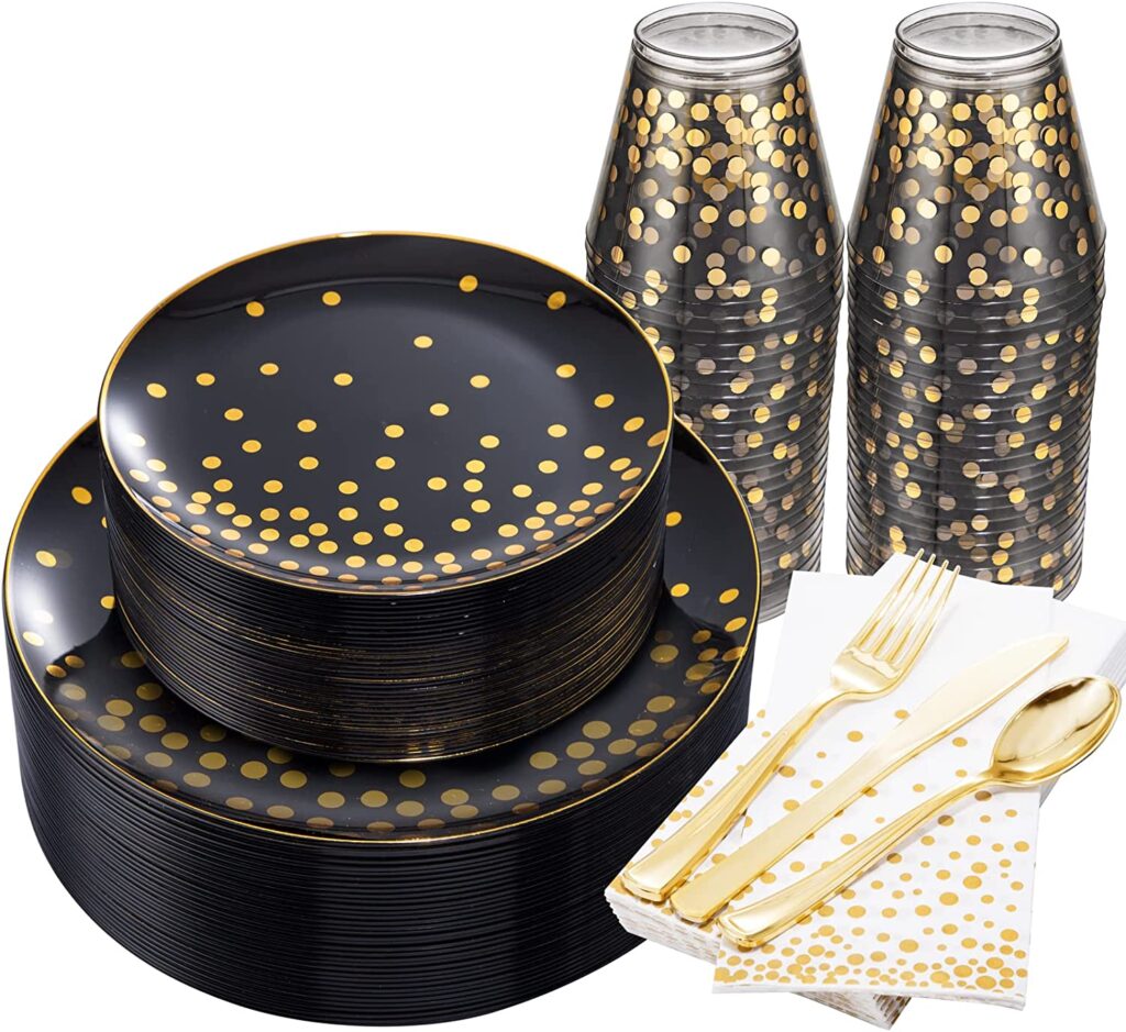 Black And Gold Dinnerware Set 10