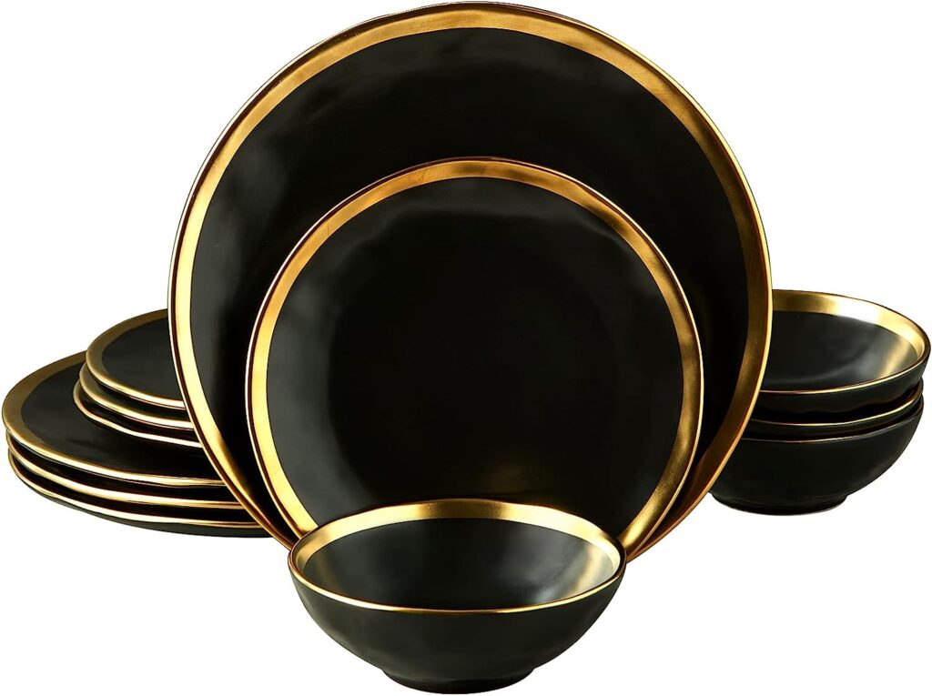 Black And Gold Dinnerware Set 6