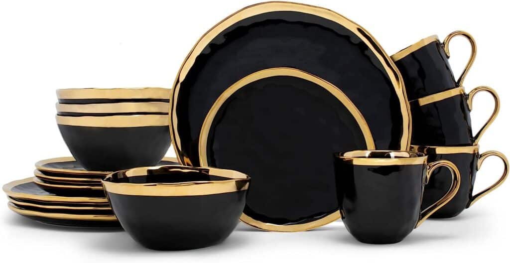 Black and gold dinnerware sets 7