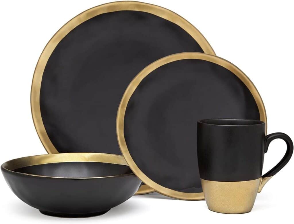 Black And Gold Dinnerware Set 8