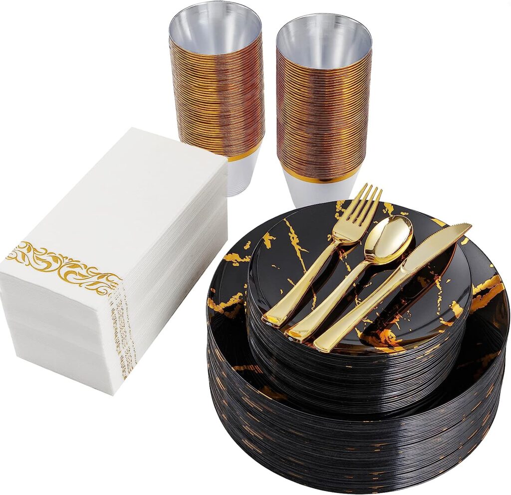Black and gold dinnerware sets 9