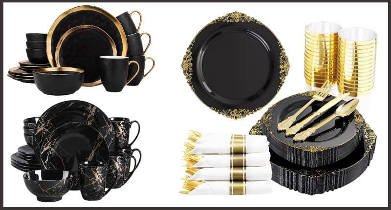 Black And Gold Dinnerware Sets
